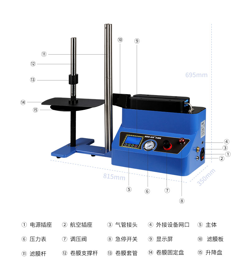 氣柱型充氣機TA4構(gòu)件名稱